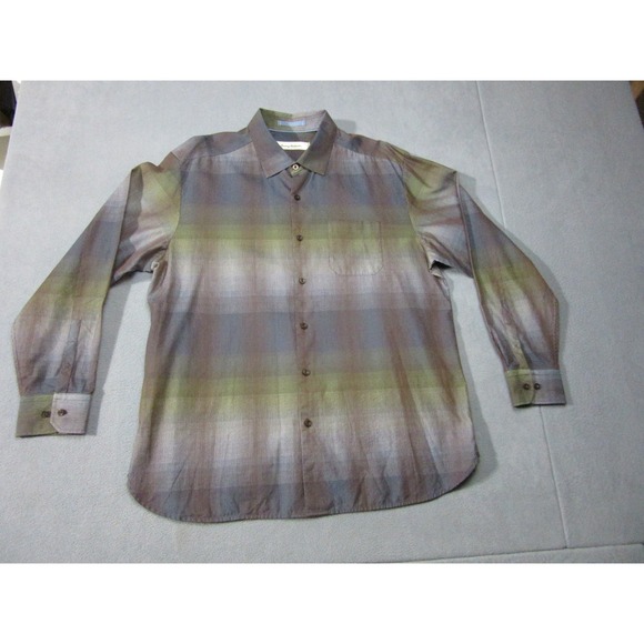 Tommy Bahama Other - Tommy Bahama Button Up Mens XL Green Excellent Plaid Cotton Silk T35077